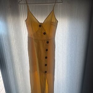 Elegant Yellow Button-Down Dress